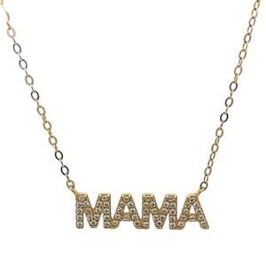 MAMA Necklace Pave Elegant Personalized Jewelry Gift for Moms Gold Tone